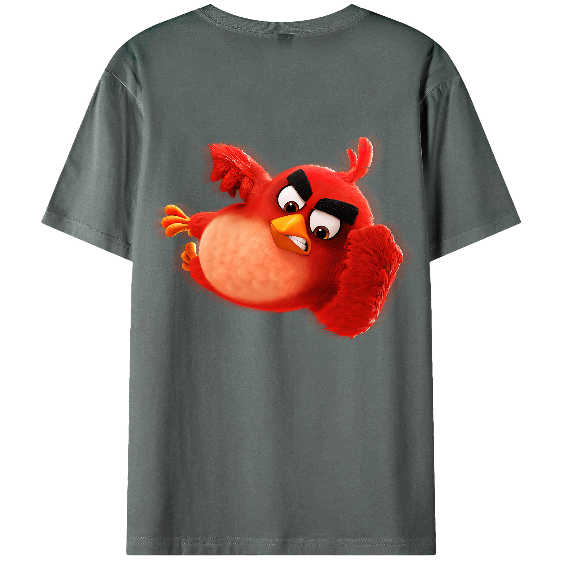 （画像用） Angry Birds アングリーバード 綿100％ メンズ半袖Tシャツ（バックプリント） 通気性